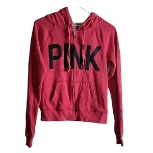 Pink victoria secret xs zipup sweatshirt hoodie pink/red juniors women's